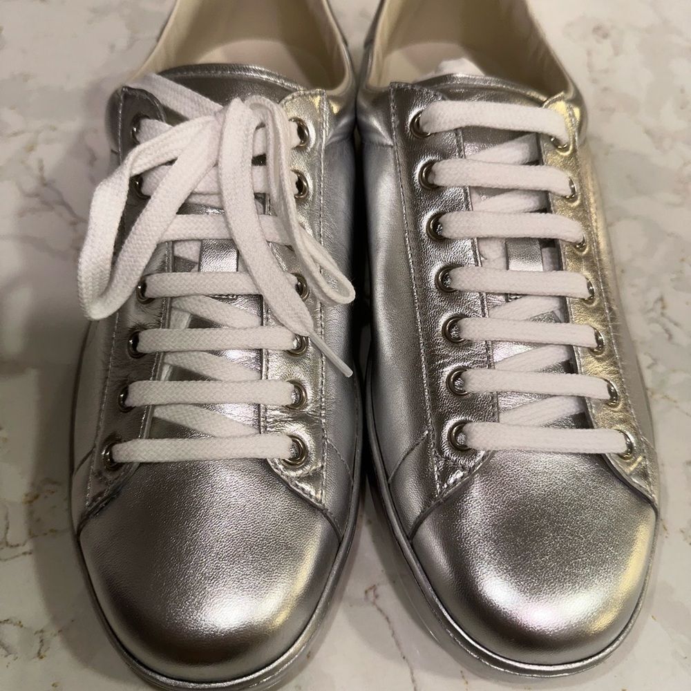 Gucci Ace Metallic Silver Men’s Shoes - Picture 3 of 10